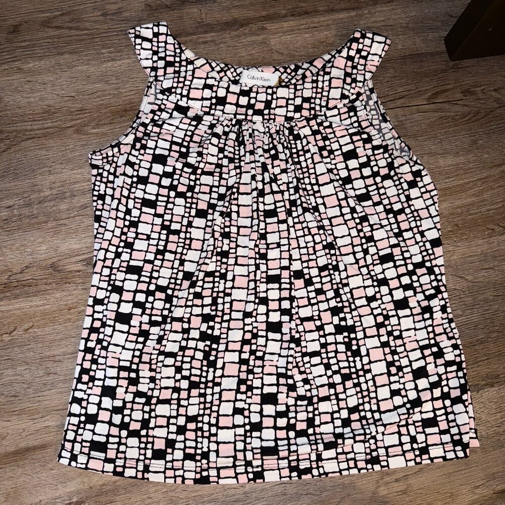 Calvin Klein Formal Tank Top Sleeveless Pink Dress Shirt M Blouse